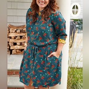Matilda Jane Fa La La button down shirt dress gingham floral size S